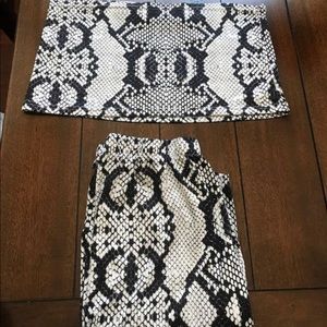 Women’s Snake print crop top and biker shorts set